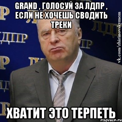 GRAND , голосуй за ЛДПР , если не хочешь сводить треки Хватит это терпеть, Мем Хватит это терпеть (Жириновский)