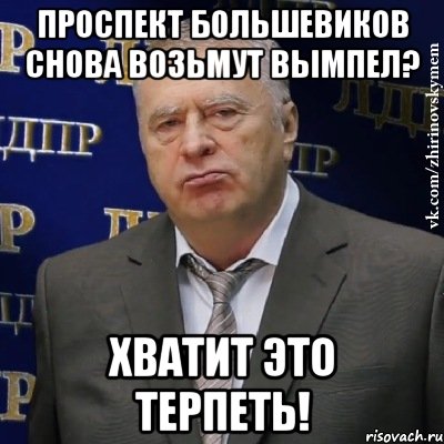 Проспект Большевиков снова возьмут Вымпел? Хватит это терпеть!, Мем Хватит это терпеть (Жириновский)