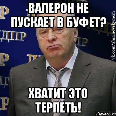 Валерон не пускает в буфет? Хватит это терпеть!, Мем Хватит это терпеть (Жириновский)