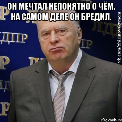 он мечтал непонятно о чём. На самом деле он бредил. , Мем Хватит это терпеть (Жириновский)