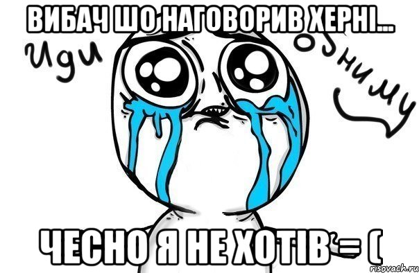 Вибач шо наговорив херні... Чесно я не хотів = (, Мем Иди обниму