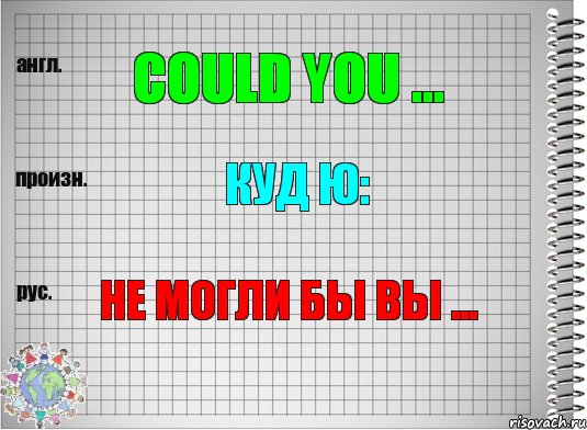 could you ... куд ю: не могли бы вы ...