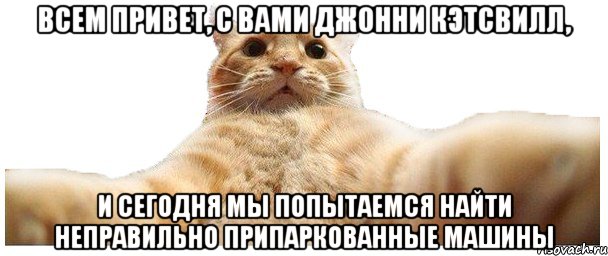 всем привет, с вами джонни кэтсвилл, и сегодня мы попытаемся найти неправильно припаркованные машины, Мем   Кэтсвилл