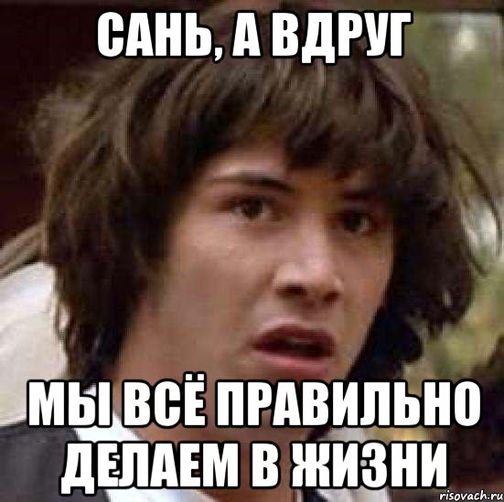 Сань, а вдруг мы всё правильно делаем в жизни, Мем А что если (Киану Ривз)