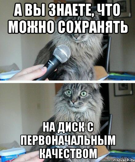 А вы знаете, что можно сохранять на диск с первоначальным качеством, Комикс  кот с микрофоном