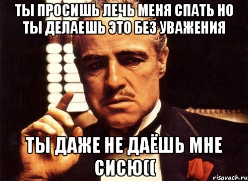 ты просишь лечь меня спать но ты делаешь это без уважения ты даже не даёшь мне сисю((, Мем крестный отец