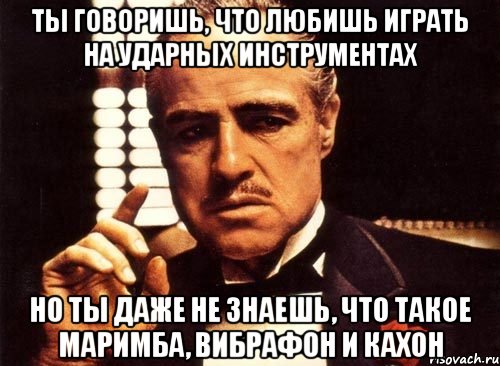 Ты говоришь, что любишь играть на ударных инструментах Но ты даже не знаешь, что такое маримба, вибрафон и кахон, Мем крестный отец