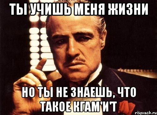 Ты учишь меня жизни Но ты не знаешь, что такое КГАМ'и'Т, Мем крестный отец