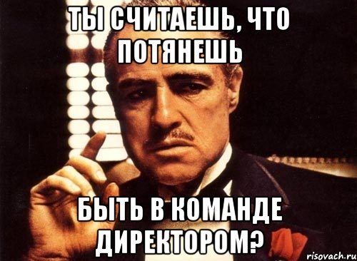 ты считаешь, что потянешь быть в команде директором?, Мем крестный отец