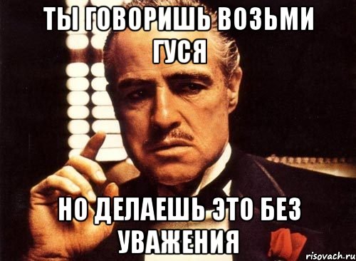 ты говоришь возьми гуся но делаешь это без уважения, Мем крестный отец