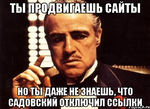 Ты продвигаешь сайты Но ты даже не знаешь, что Садовский отключил ссылки, Мем крестный отец