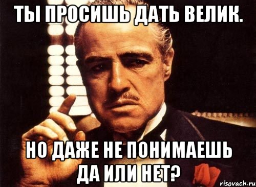 Ты просишь дать велик. Но даже не понимаешь да или нет?, Мем крестный отец