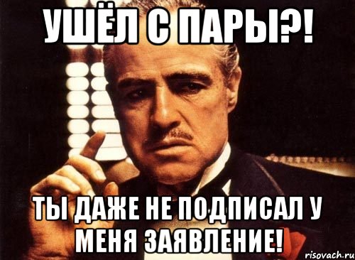 Ушёл с пары?! Ты даже не подписал у меня заявление!, Мем крестный отец