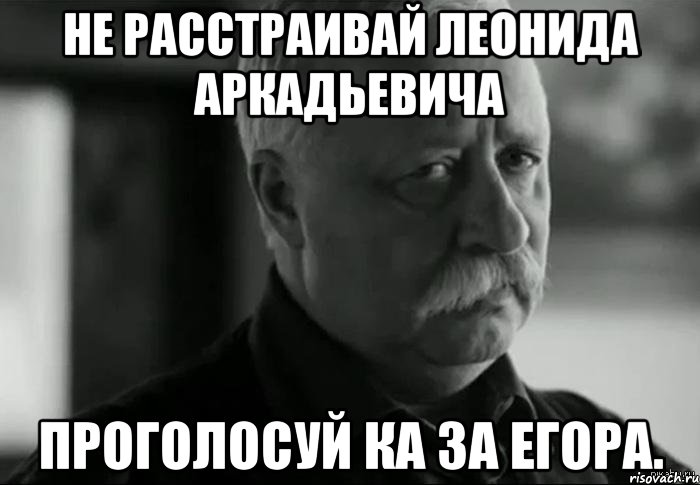 Не расстраивай Леонида Аркадьевича Проголосуй ка за Егора., Мем Не расстраивай Леонида Аркадьевича