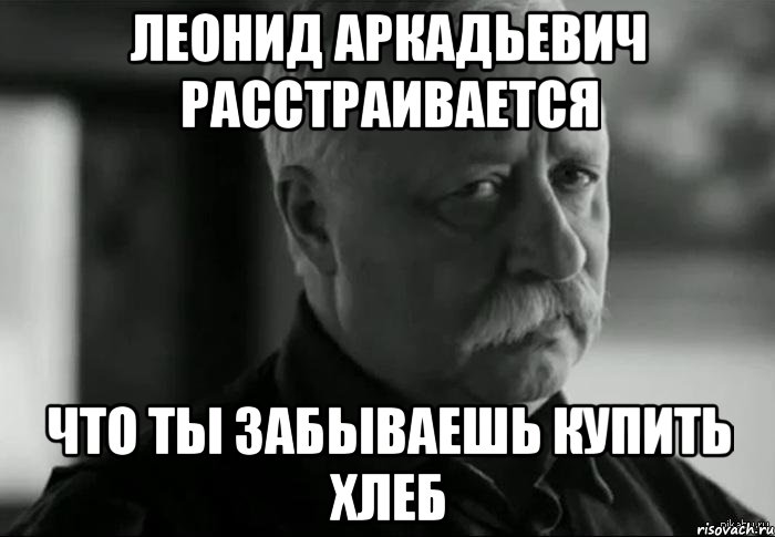 ЛЕОНИД АРКАДЬЕВИЧ РАССТРАИВАЕТСЯ ЧТО ТЫ ЗАБЫВАЕШЬ КУПИТЬ ХЛЕБ, Мем Не расстраивай Леонида Аркадьевича