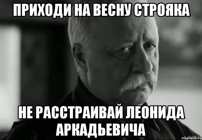 ПРИХОДИ НА ВЕСНУ СТРОЯКА НЕ РАССТРАИВАЙ ЛЕОНИДА АРКАДЬЕВИЧА, Мем Не расстраивай Леонида Аркадьевича