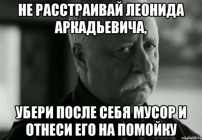 Не расстраивай Леонида Аркадьевича, убери после себя мусор и отнеси его на помойку, Мем Не расстраивай Леонида Аркадьевича