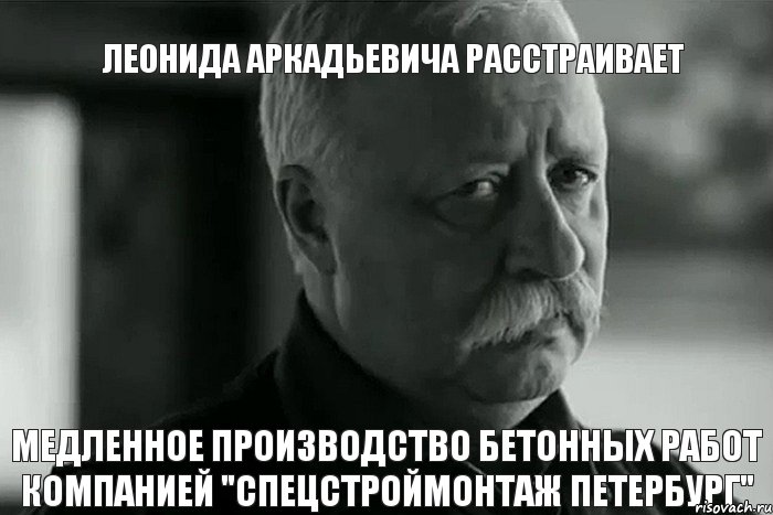 Леонида Аркадьевича расстраивает медленное производство бетонных работ компанией "СПЕЦСТРОЙМОНТАЖ ПЕТЕРБУРГ", Мем Не расстраивай Леонида Аркадьевича