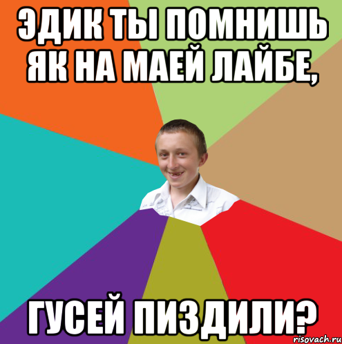 ЭДИК ТЫ ПОМНИШЬ ЯК НА МАЕЙ ЛАЙБЕ, ГУСЕЙ ПИЗДИЛИ?, Мем  малый паца