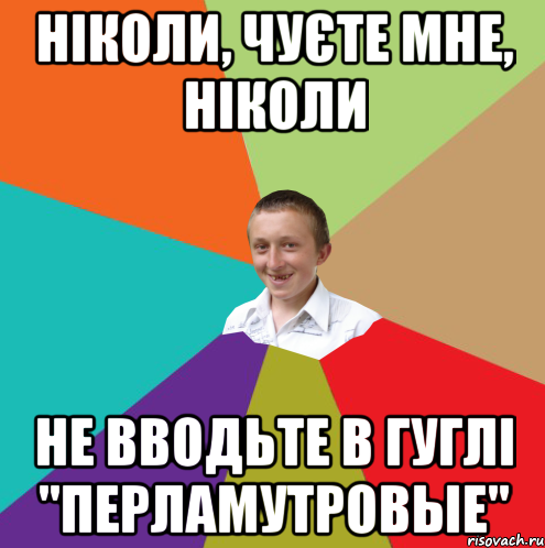 ніколи, чуєте мне, ніколи не вводьте в гуглі "перламутровые", Мем  малый паца