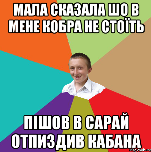 МАЛА СКАЗАЛА ШО В МЕНЕ КОБРА НЕ СТОЇТЬ ПІШОВ В САРАЙ ОТПИЗДИВ КАБАНА, Мем  малый паца