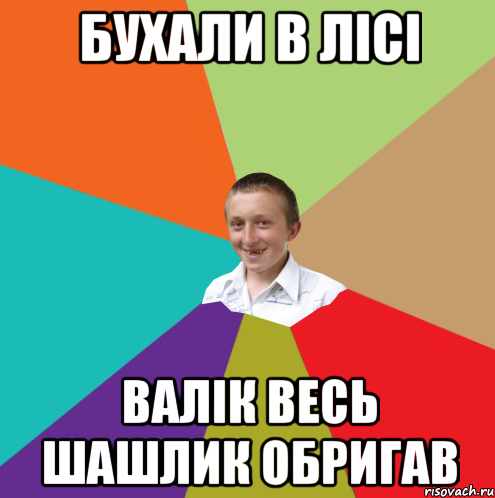 бухали в лісі валік весь шашлик обригав, Мем  малый паца