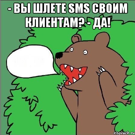 - Вы шлете SMS своим клиентам? - Да! , Мем Медведь-шлюха