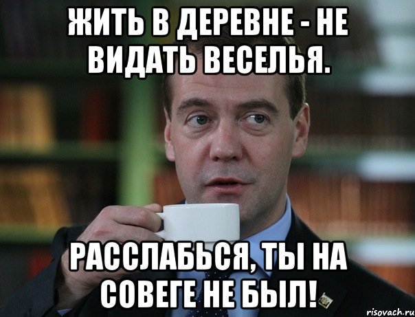 Жить в деревне - не видать веселья. Расслабься, ты на Совеге не был!, Мем Медведев спок бро