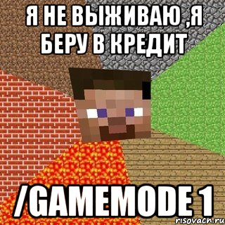 я не выживаю ,я беру в кредит /gamemode 1, Мем Миникрафтер