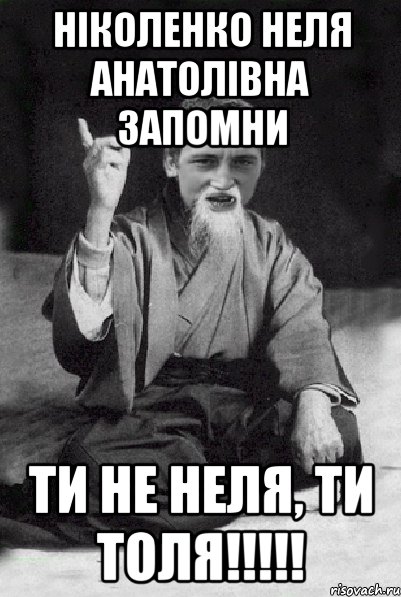 Ніколенко Неля Анатолівна запомни ти не Неля, ти Толя!!!!!, Мем Мудрий паца