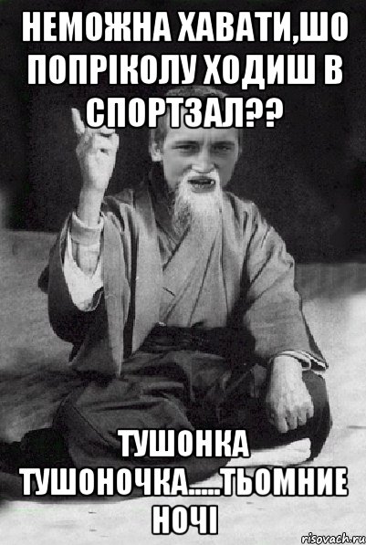 Неможна хавати,шо попріколу ходиш в спортзал?? Тушонка тушоночка.....тьомние ночі, Мем Мудрий паца