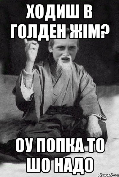 ходиш в Голден жім? оу попка то шо надо, Мем Мудрий паца