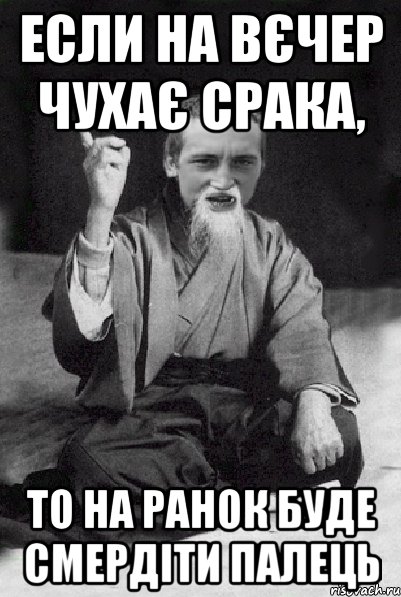 Если на вєчер чухає срака, то на ранок буде смердіти палець, Мем Мудрий паца