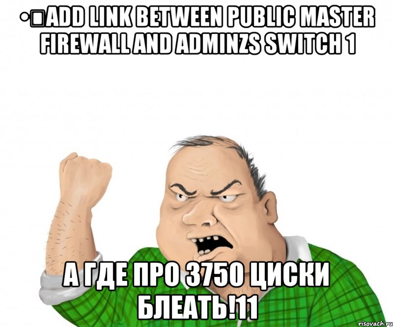 •	Add link between Public Master Firewall and ADMINZS SWITCH 1 А где про 3750 циски блеать!11, Мем мужик