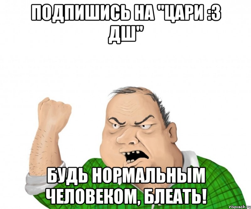 Подпишись на "Цари :3 дш" Будь нормальным человеком, блеать!, Мем мужик