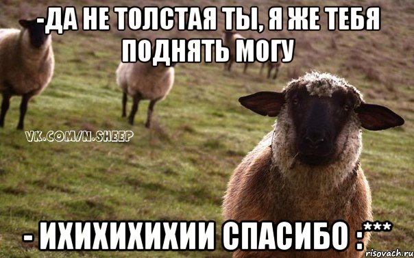 -да не толстая ты, я же тебя поднять могу - ихихихихии спасибо :***, Мем  Наивная Овца