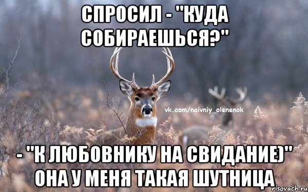 спросил - "куда собираешься?" - "к любовнику на свидание)" она у меня такая шутница