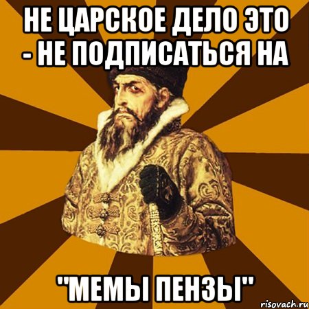 Не царское дело это - не подписаться на "Мемы Пензы", Мем Не царское это дело