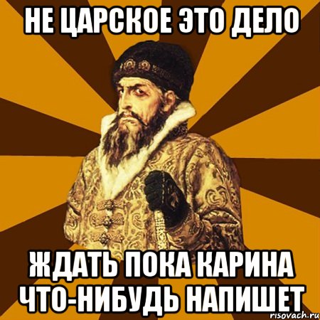 Не царское это дело Ждать пока Карина что-нибудь напишет, Мем Не царское это дело