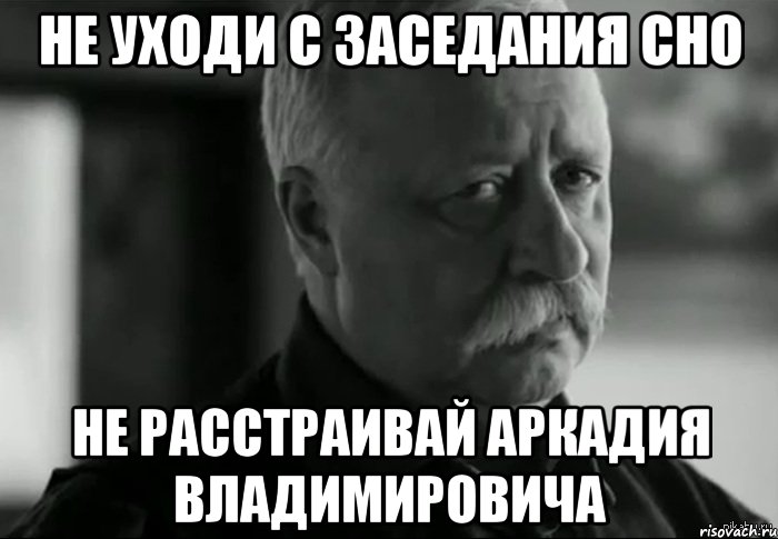 Не уходи с заседания СНО не расстраивай Аркадия Владимировича, Мем Не расстраивай Леонида Аркадьевича