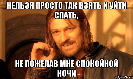 Нельзя просто так взять и уйти спать, не пожелав мне спокойной ночи, Мем Нельзя просто так взять и (Боромир мем)