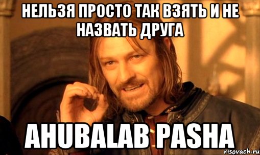 Нельзя просто так взять и не назвать друга Ahubalab Pasha, Мем Нельзя просто так взять и (Боромир мем)