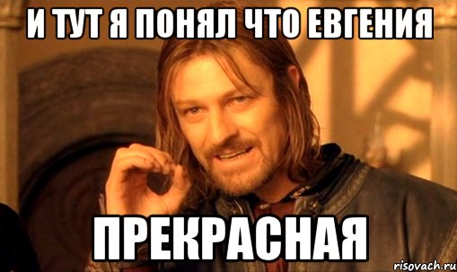 и тут я понял что Евгения прекрасная, Мем Нельзя просто так взять и (Боромир мем)