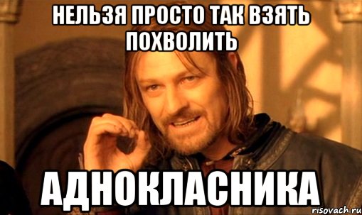 нельзя просто так взять похволить аднокласника, Мем Нельзя просто так взять и (Боромир мем)