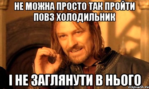 не можна просто так пройти повз холодильник і не заглянути в нього, Мем Нельзя просто так взять и (Боромир мем)