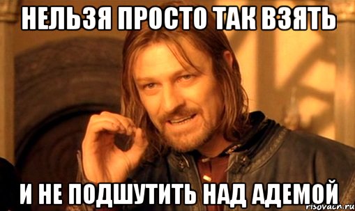 нельзя просто так взять и не подшутить над Адемой, Мем Нельзя просто так взять и (Боромир мем)