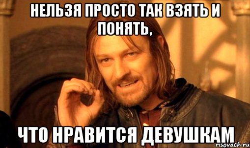 Нельзя просто так взять и понять, что нравится девушкам, Мем Нельзя просто так взять и (Боромир мем)