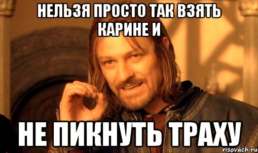 Нельзя просто так взять Карине и не пикнуть Траху, Мем Нельзя просто так взять и (Боромир мем)