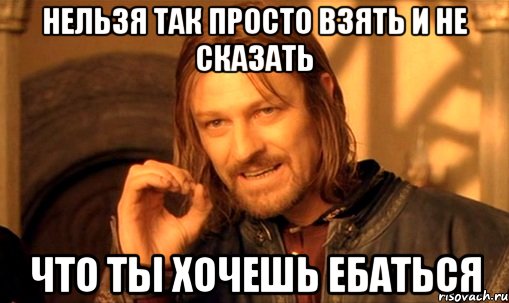 Нельзя так просто взять и не сказать что ты хочешь ебаться, Мем Нельзя просто так взять и (Боромир мем)