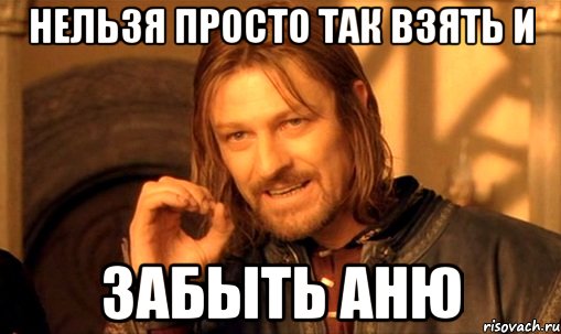 Нельзя просто так взять и Забыть Аню, Мем Нельзя просто так взять и (Боромир мем)